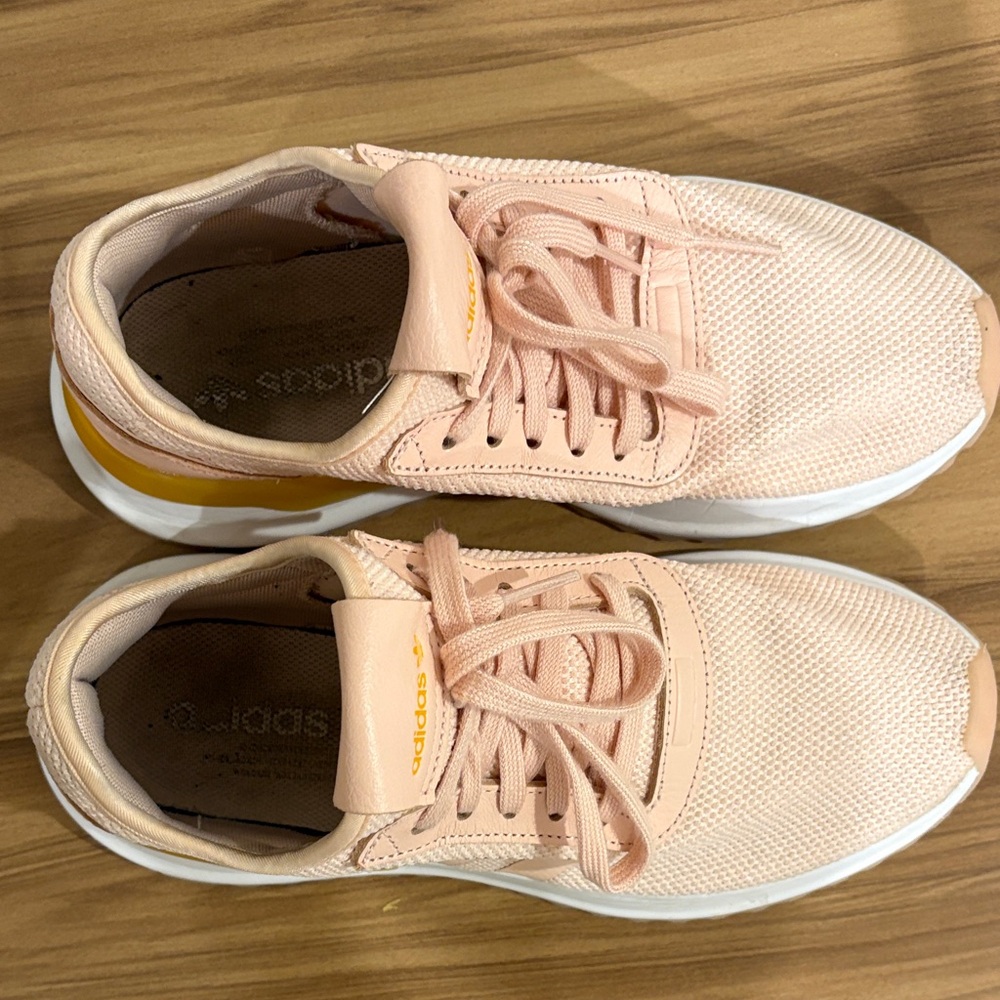 Adidas Women's Peach and Yellow Sneakers